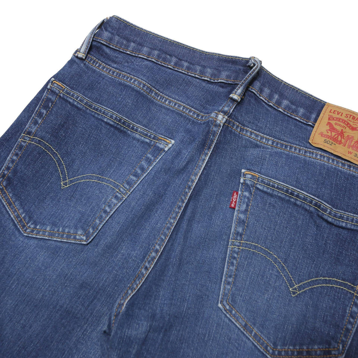 LEVI'S 502 Mens Jeans Blue Regular Straight Denim Medium W32 L32 Zip Cotton