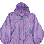 SUN SET Womens Purple Lightweight Hooded Jacket L Polyamide Blend Plain Zip