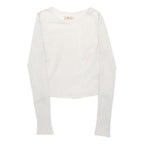HOLLISTER Girls White Long Sleeve Crew Neck T-Shirt XS Ribbed Cotton Blend