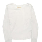 HOLLISTER Girls White Long Sleeve Crew Neck T-Shirt XS Ribbed Cotton Blend
