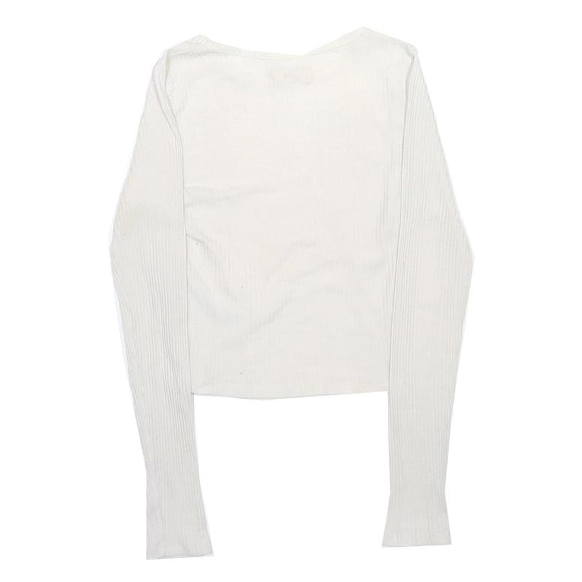 HOLLISTER Girls White Long Sleeve Crew Neck T-Shirt XS Ribbed Cotton Blend