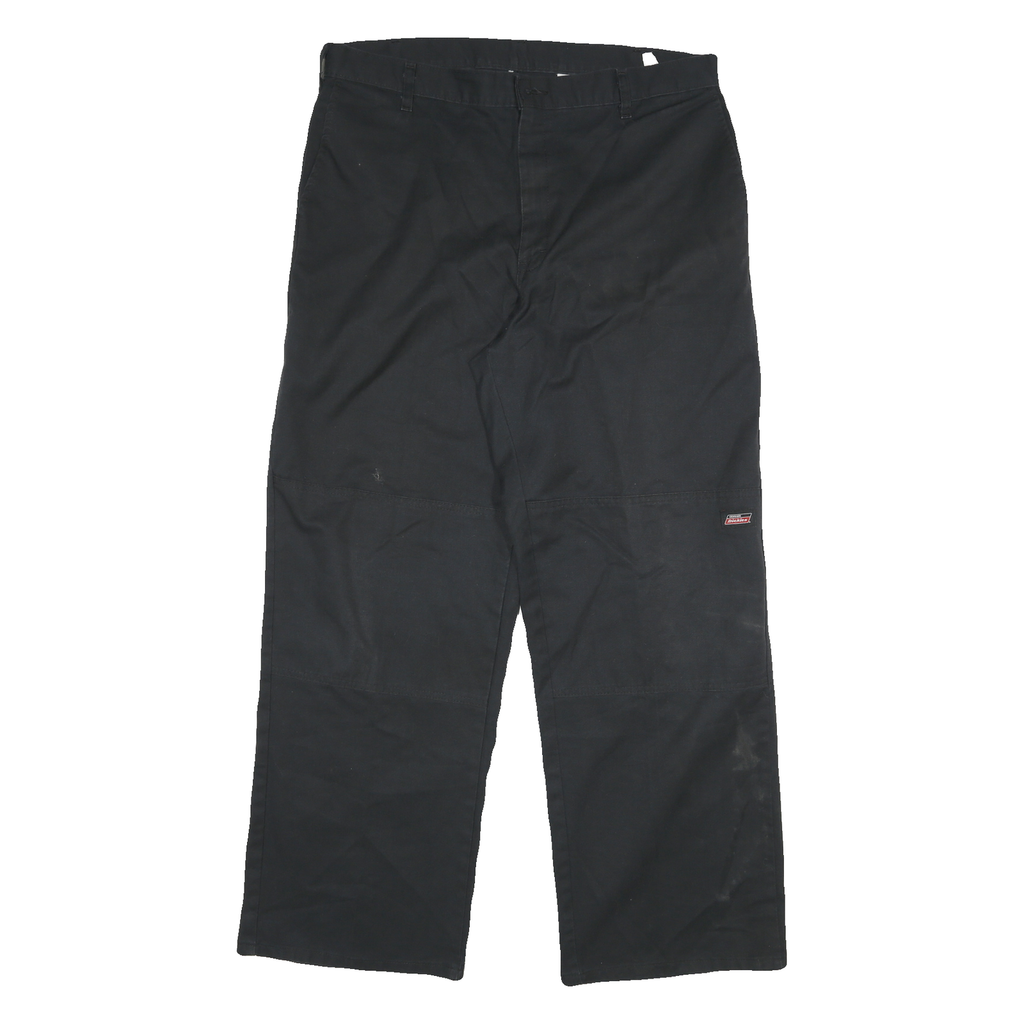 DICKIES Mens Regular Fit Black Workwear Cotton Blend Trousers W36 L32 Zip