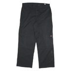 DICKIES Mens Regular Fit Black Workwear Cotton Blend Trousers W36 L32 Zip