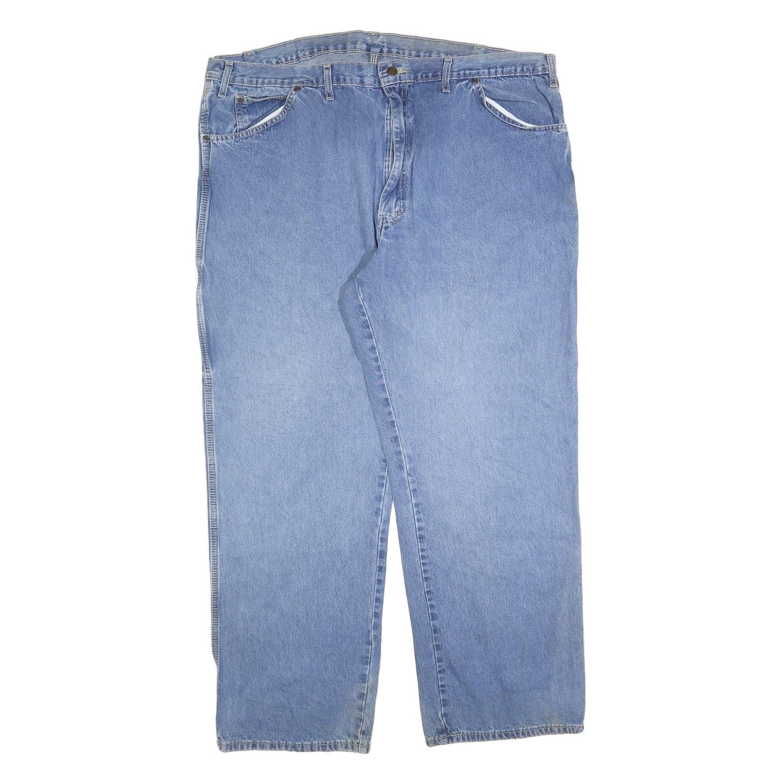 DICKIES Mens Relaxed Blue Denim Jeans W44 L32 Zip Cotton Blend Casual Workwear