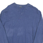 POLO RALPH LAUREN Mens Blue Cotton Blend Plain V Neck Basic Knit M Jumper