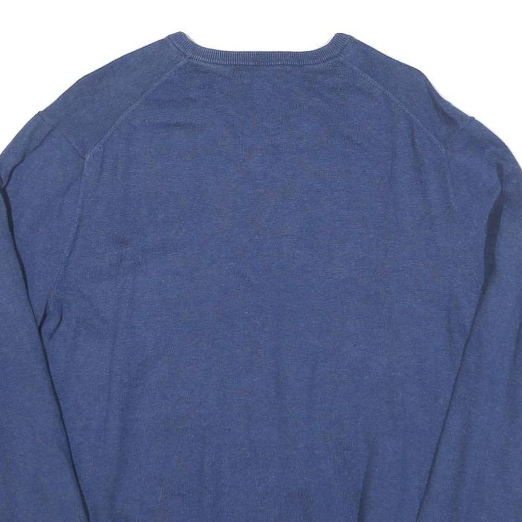POLO RALPH LAUREN Mens Blue Cotton Blend Plain V Neck Basic Knit M Jumper