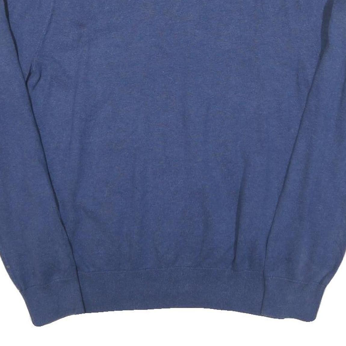 POLO RALPH LAUREN Mens Blue Cotton Blend Plain V Neck Basic Knit M Jumper