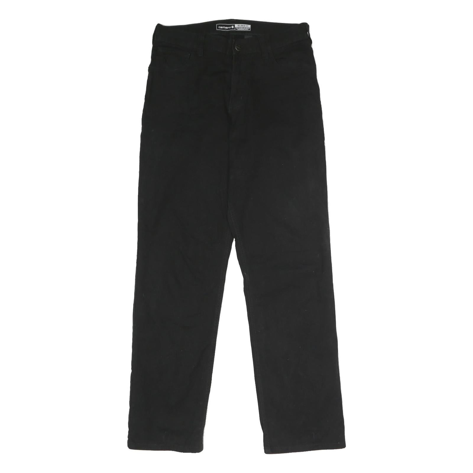 CARHARTT Mens Black Cotton Blend Woven Straight Trousers Relaxed Fit W30 L32