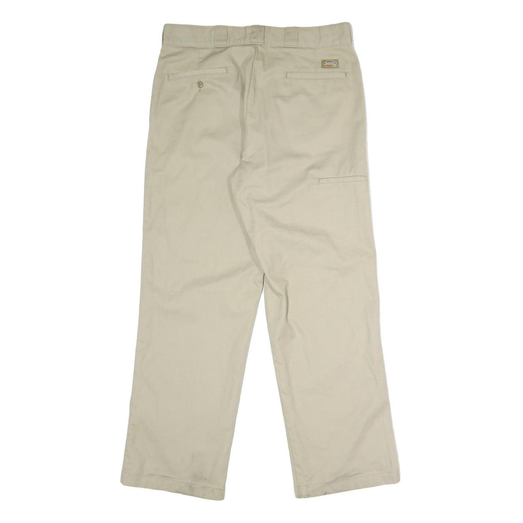 DICKIES Mens Regular Fit Beige Polyester Blend Trousers W36 L30 Workwear Zip