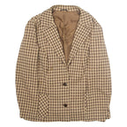 Womens Blazer Jacket Beige Wool Crazy Pattern L