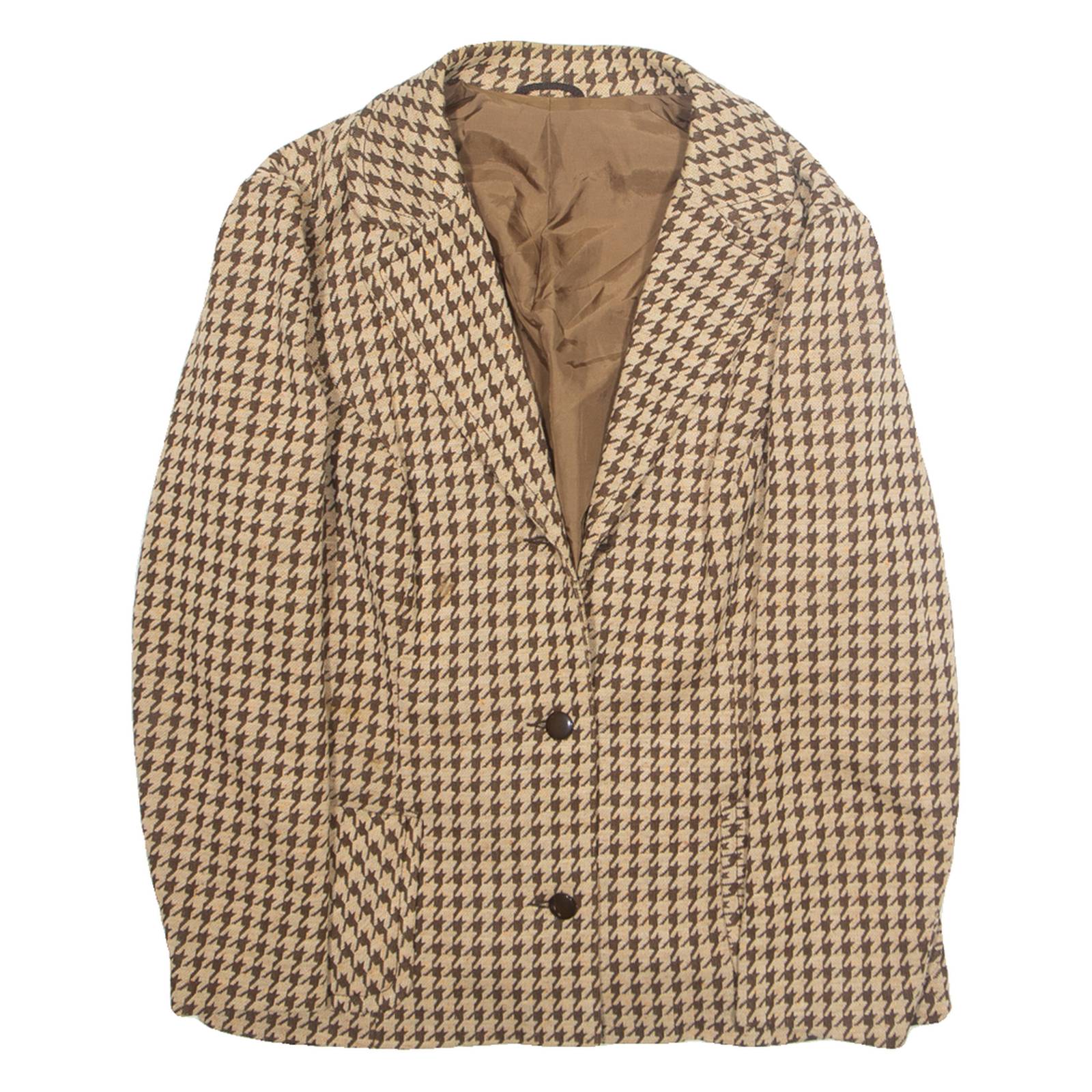 Womens Blazer Jacket Beige Wool Crazy Pattern L