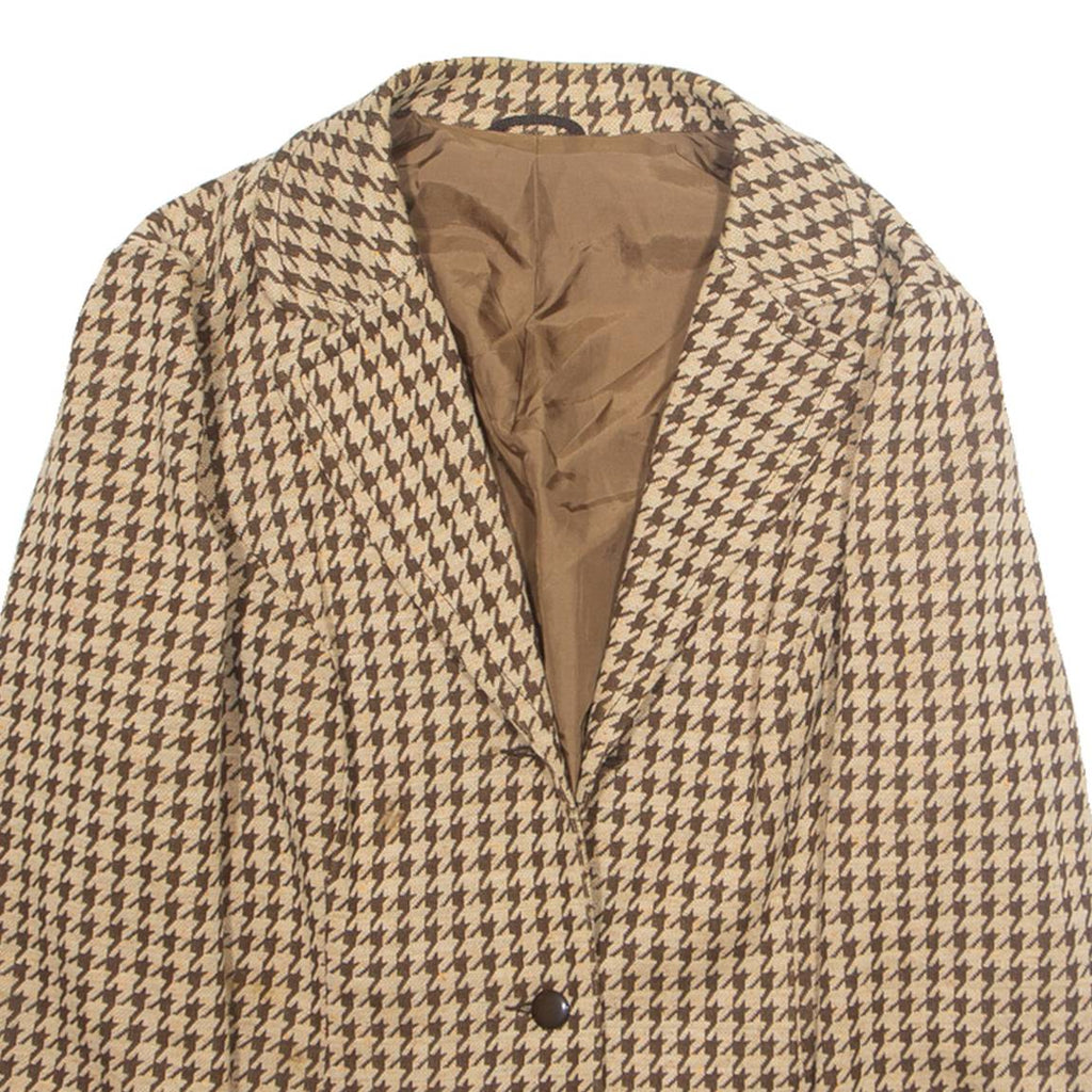Womens Blazer Jacket Beige Wool Crazy Pattern L