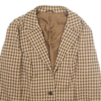 Womens Blazer Jacket Beige Wool Crazy Pattern L