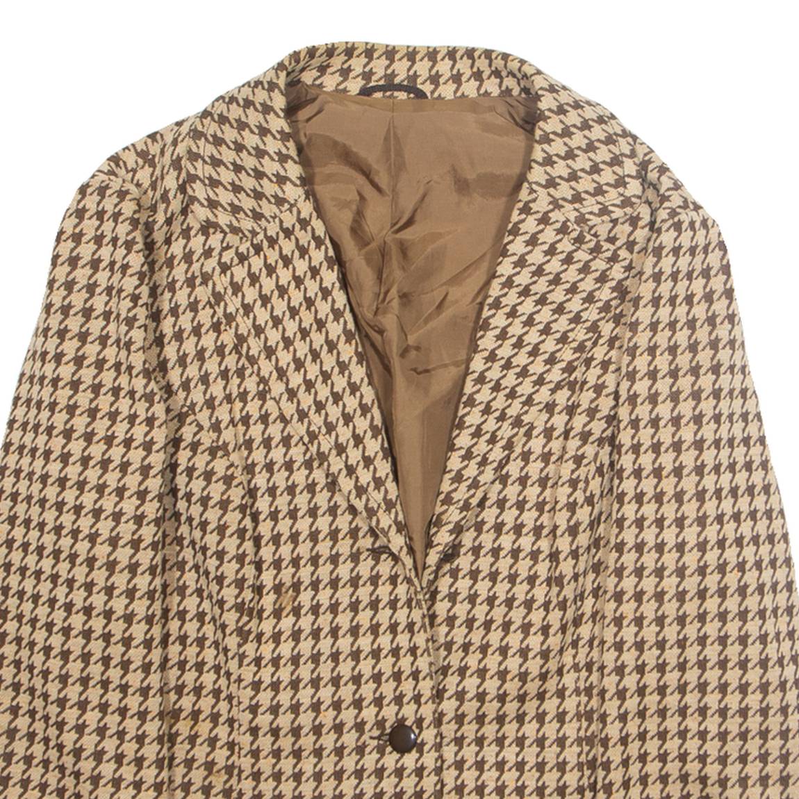 Womens Blazer Jacket Beige Wool Crazy Pattern L