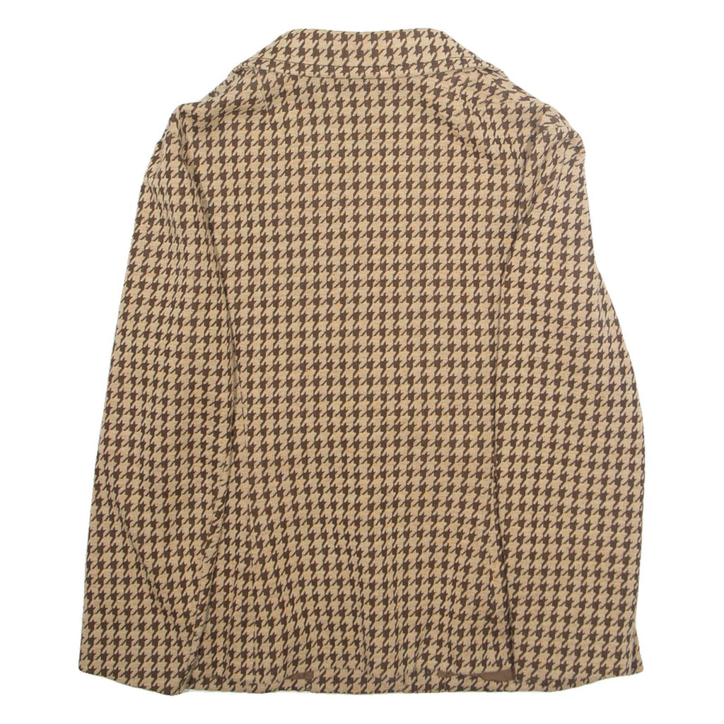 Womens Blazer Jacket Beige Wool Crazy Pattern L