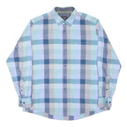 CASA MODA Mens Blue & Beige Check Shirt XL Cotton Blend Long Sleeve Casual