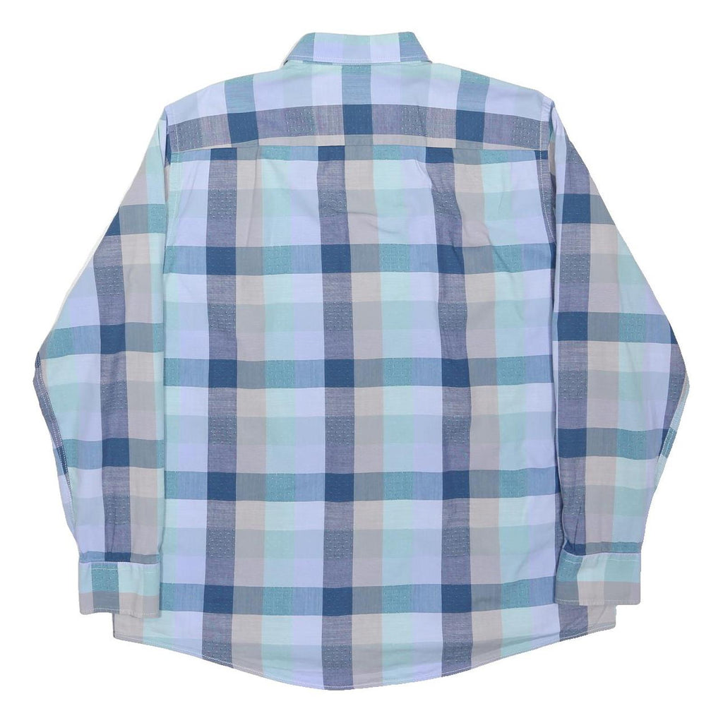 CASA MODA Mens Blue & Beige Check Shirt XL Cotton Blend Long Sleeve Casual