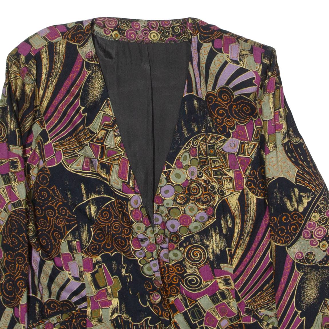 Womens Blazer Jacket Black 90s Crazy Pattern L