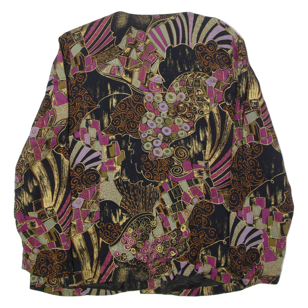 Womens Blazer Jacket Black 90s Crazy Pattern L