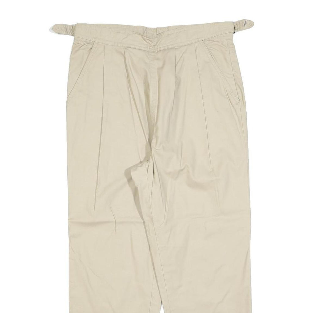 Womens Cotton Blend Beige Regular Fit Straight Leg Trousers W30 L25 Zip Closure