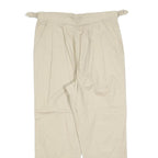 Womens Cotton Blend Beige Regular Fit Straight Leg Trousers W30 L25 Zip Closure