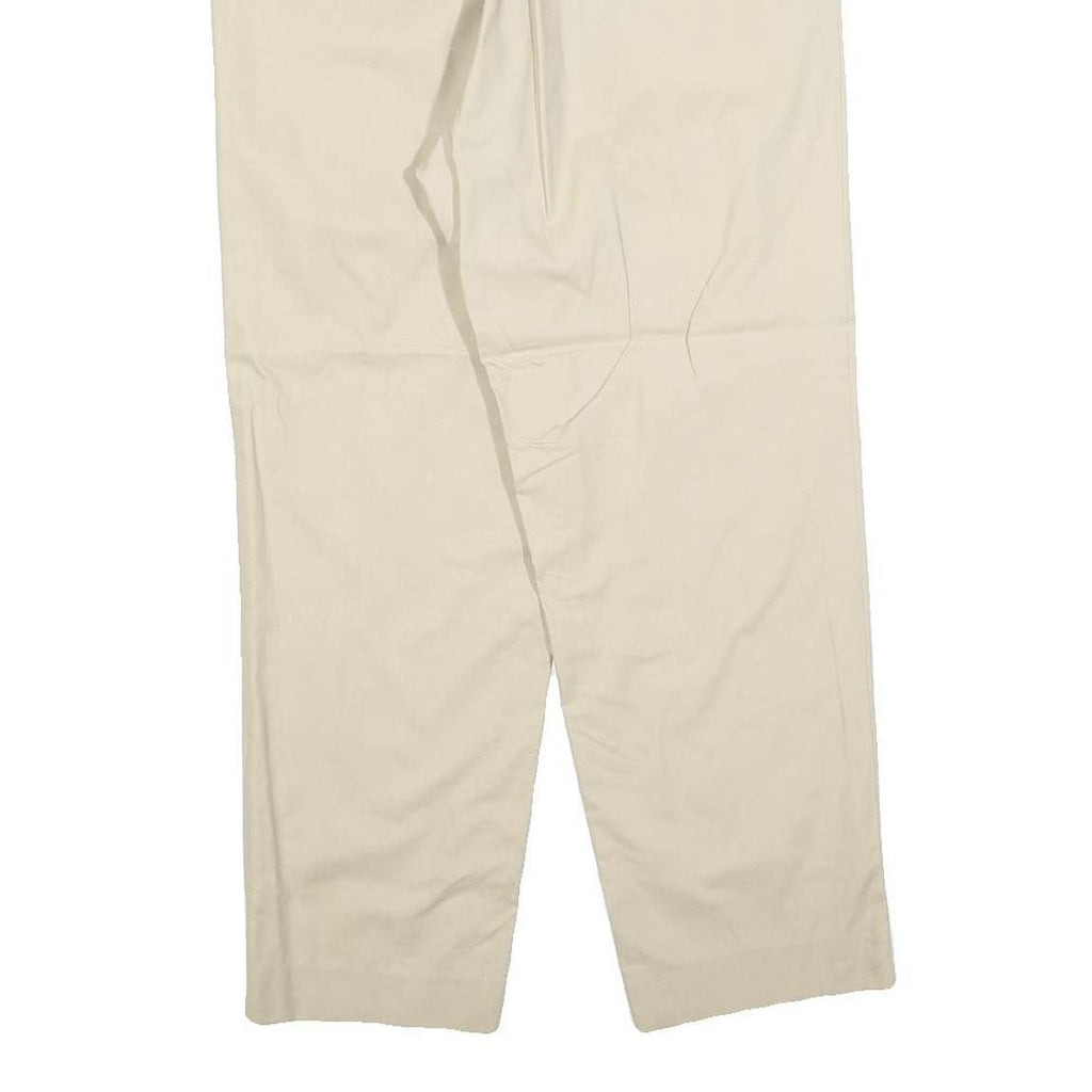 Womens Cotton Blend Beige Regular Fit Straight Leg Trousers W30 L25 Zip Closure