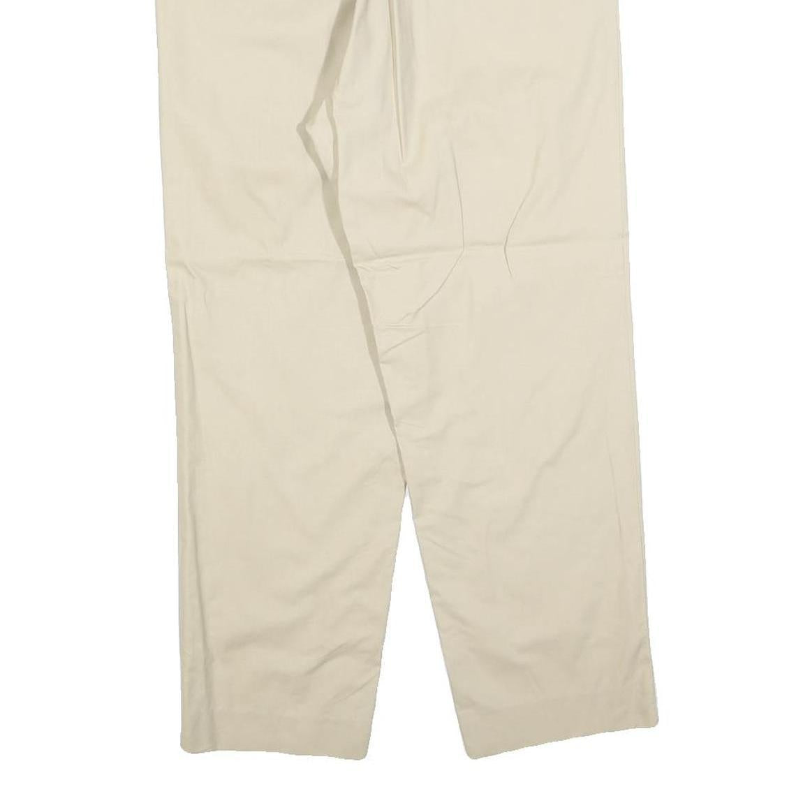 Womens Cotton Blend Beige Regular Fit Straight Leg Trousers W30 L25 Zip Closure