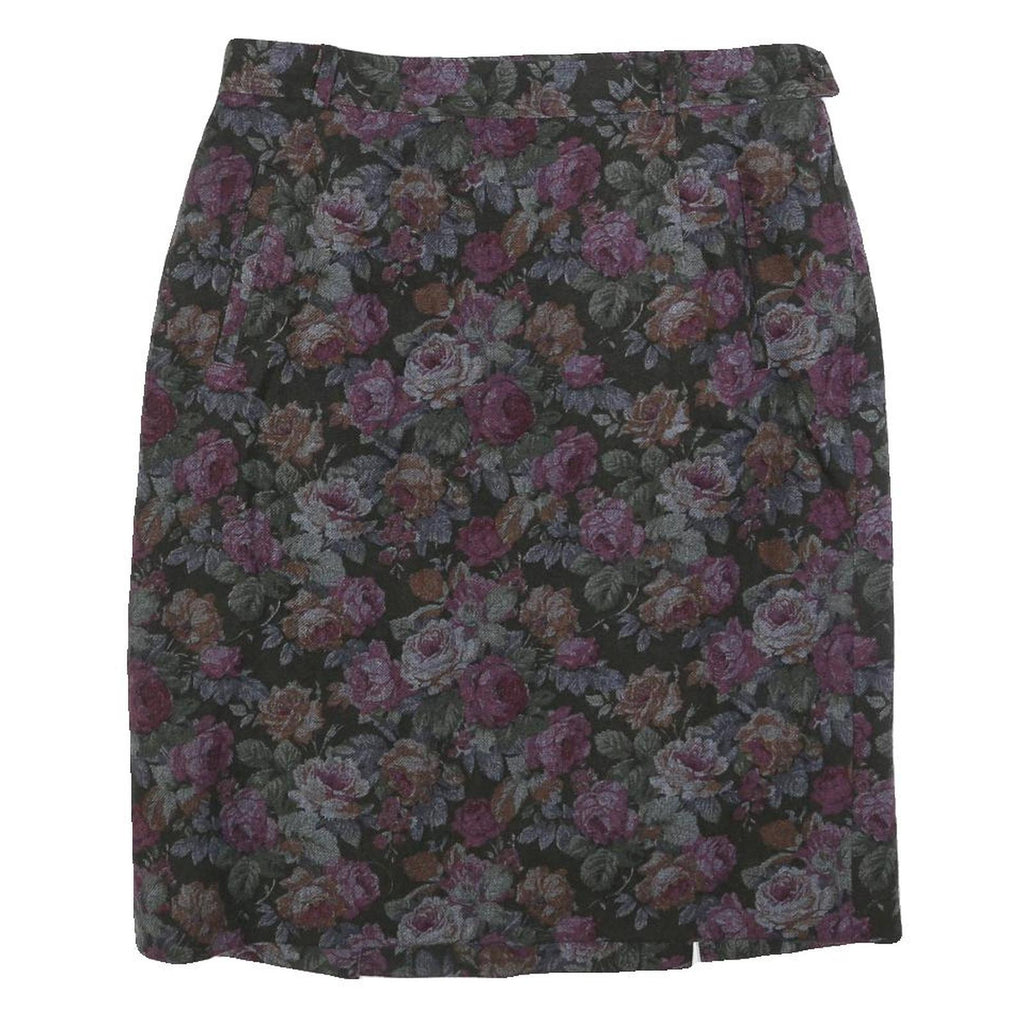 PETER HAHN Womens Purple Floral Print Straight Knee Length Woven Skirt M Elegant