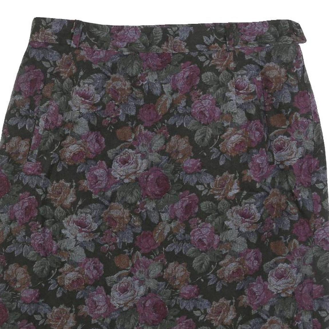 PETER HAHN Womens Purple Floral Print Straight Knee Length Woven Skirt M Elegant