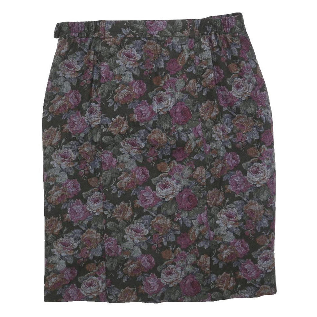 PETER HAHN Womens Purple Floral Print Straight Knee Length Woven Skirt M Elegant