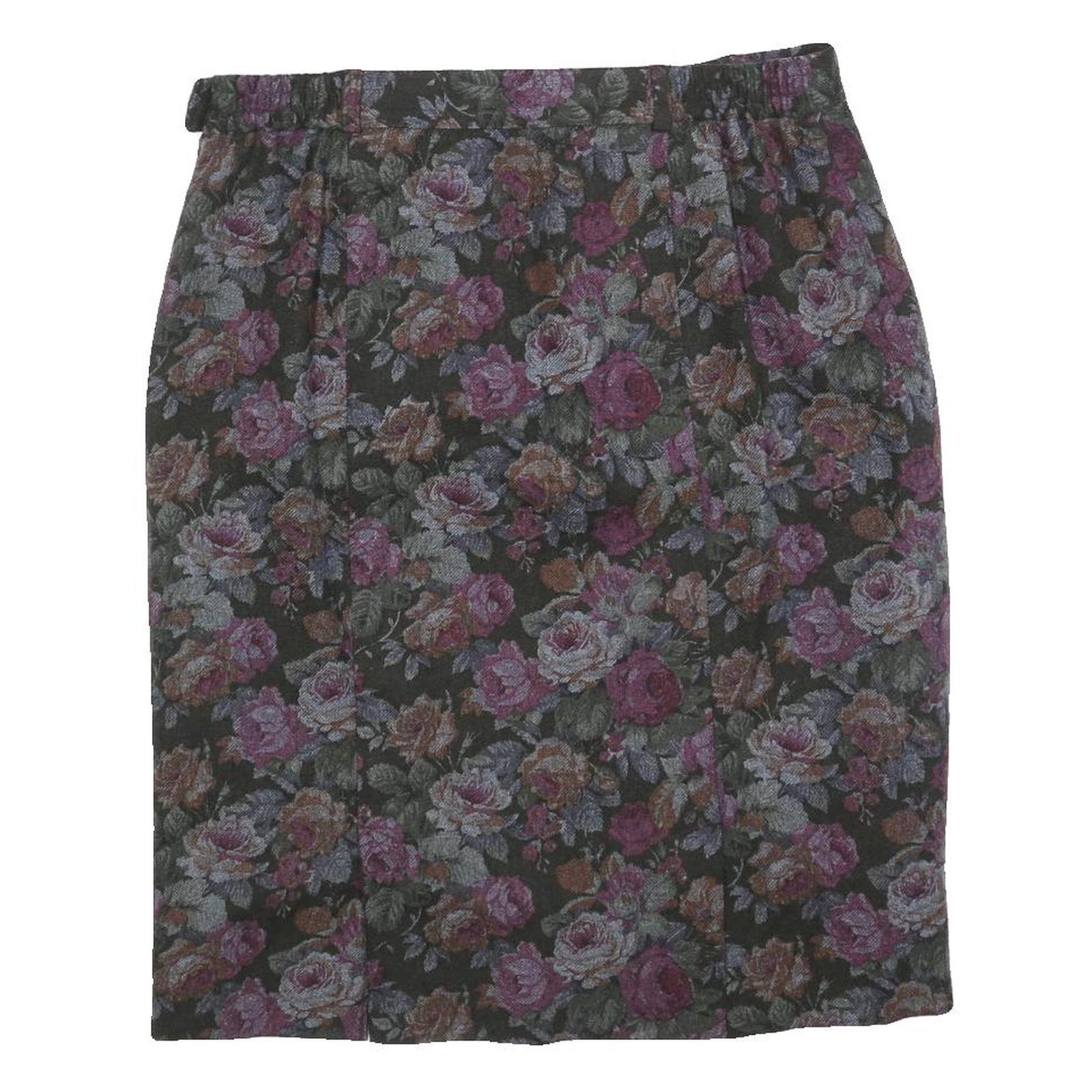 PETER HAHN Womens Purple Floral Print Straight Knee Length Woven Skirt M Elegant