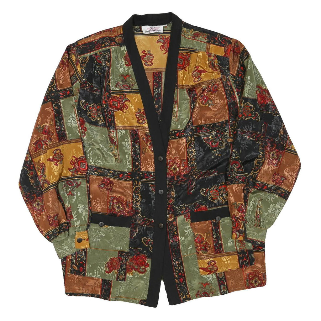 VALENTINE Womens Multi Colour Printed Oversized Long Sleeve V-Neck Top XL Button