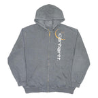 CARHARTT Mens Grey Zip Up Hoodie XL Workwear Cotton Blend Casual Sweatshirt