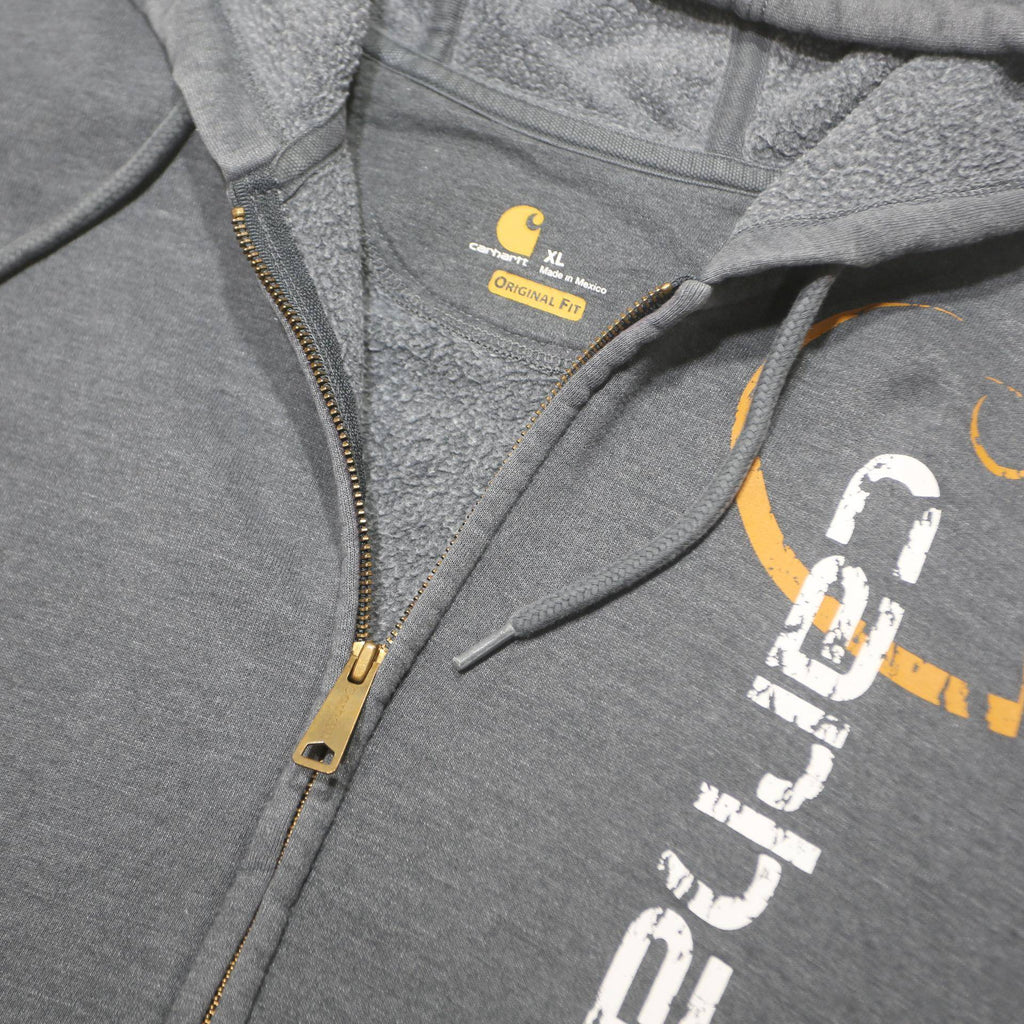 CARHARTT Mens Grey Zip Up Hoodie XL Workwear Cotton Blend Casual Sweatshirt