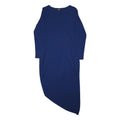 DKNY Womens Blue Asymmetric Midi Polyester Blend Dress Long Sleeve UK M Elegant
