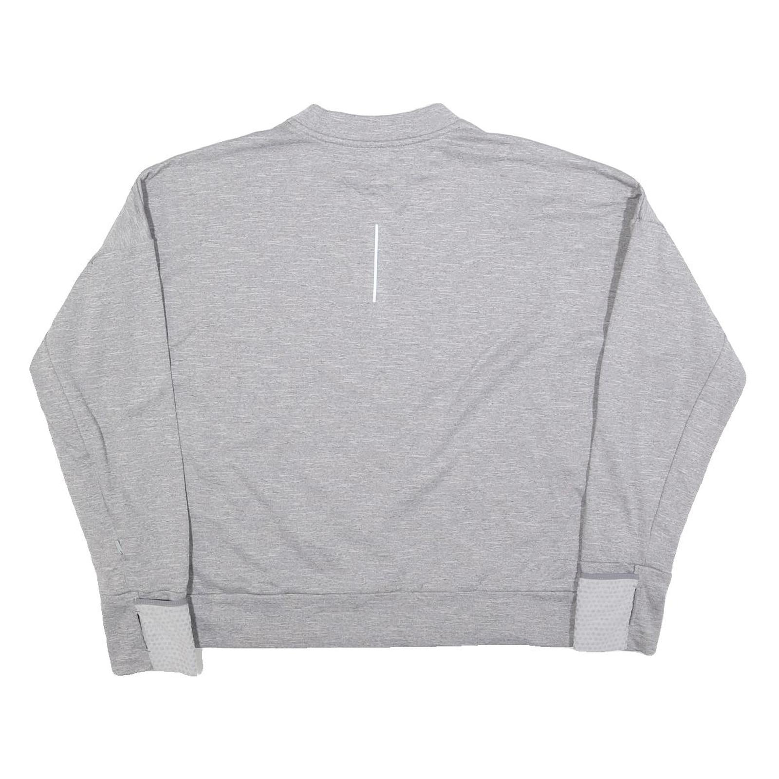 NIKE Womens Grey Crew Neck L Sweatshirt Nike Swoosh Logo Running Sports