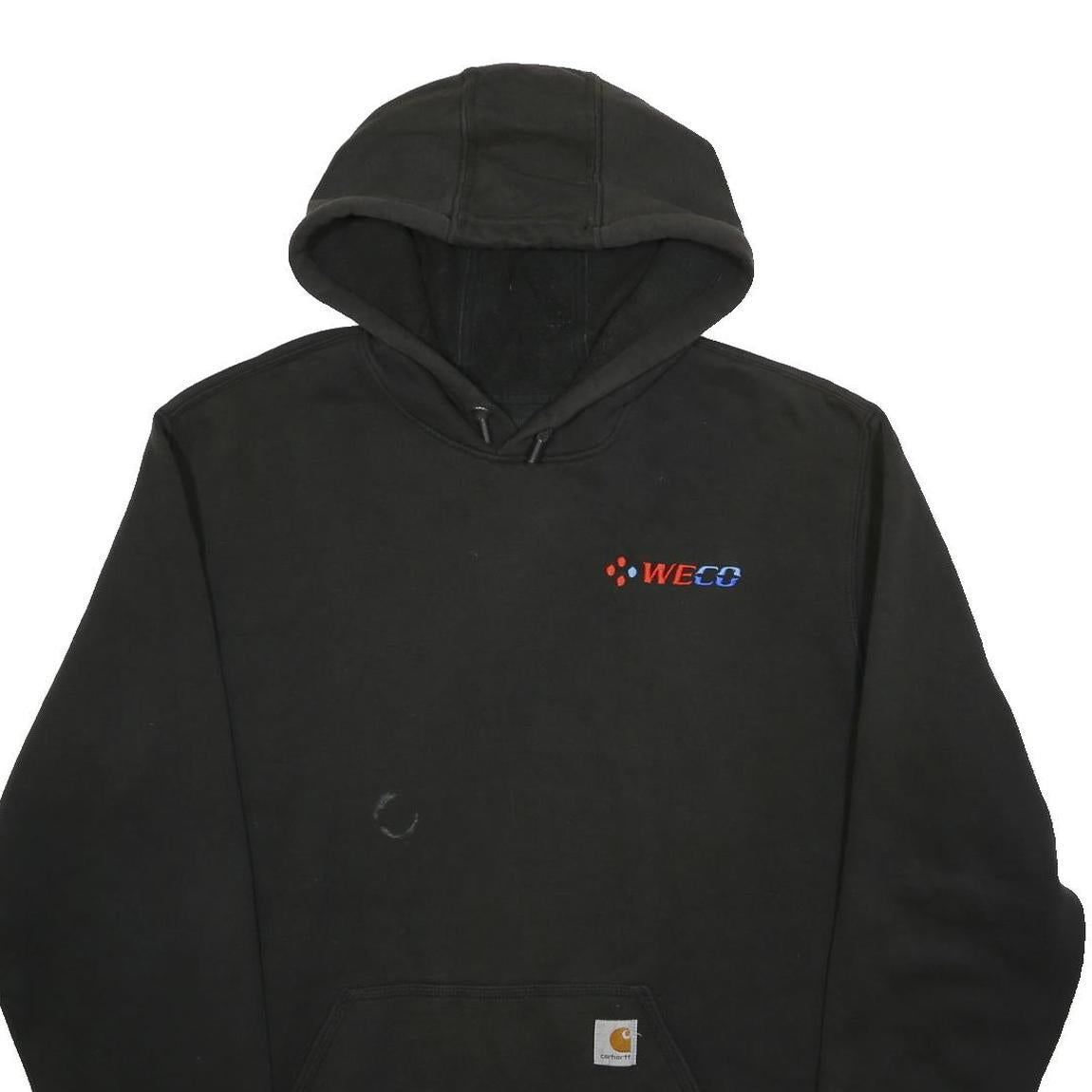 CARHARTT Mens Black WECO Hoodie L Cotton Blend Workwear Casual Pullover