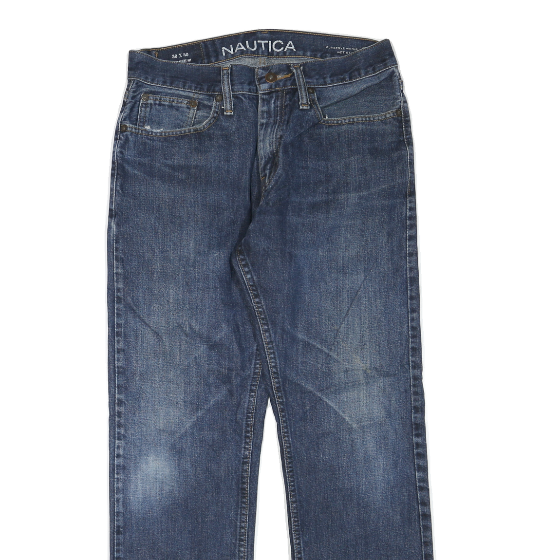NAUTICA Womens Regular Fit Blue Denim Jeans W30 L30 Cotton Blend Zip Pockets
