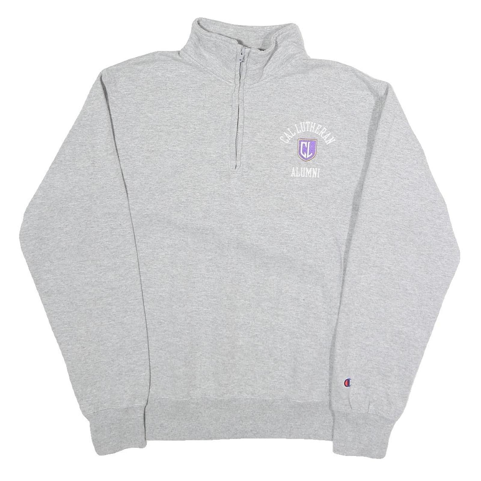 CHAMPION Mens Grey Cal Lutheran Alumni Half Zip M Cotton Blend Sweatshirt