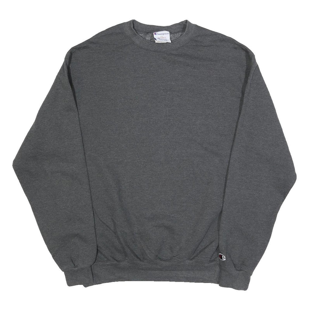 CHAMPION Mens Grey L Crew Neck Cotton Blend Pullover Sweatshirt Classic Comfort