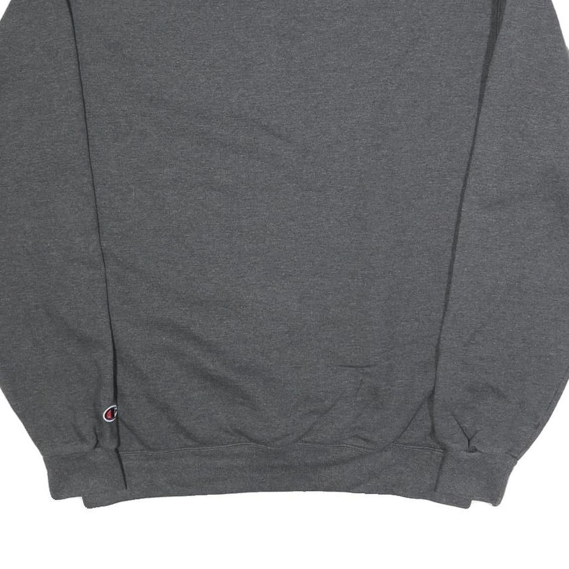 CHAMPION Mens Grey L Crew Neck Cotton Blend Pullover Sweatshirt Classic Comfort