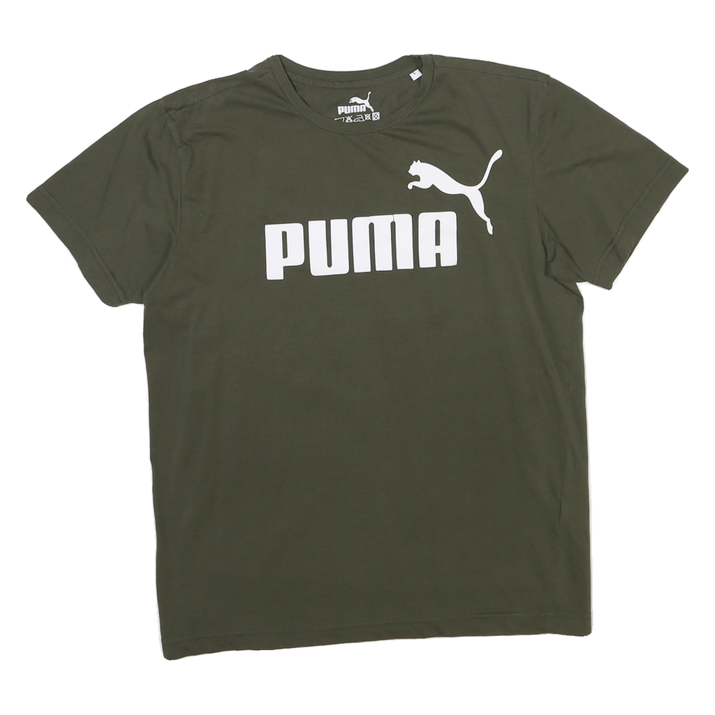 PUMA Womens Green Graphic T-Shirt L Short Sleeve Crew Neck Cotton Blend