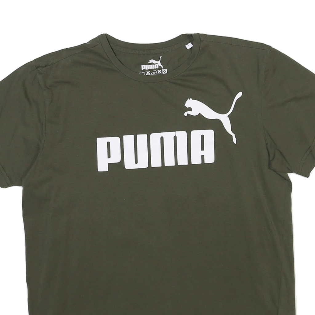 PUMA Womens Green Graphic T-Shirt L Short Sleeve Crew Neck Cotton Blend