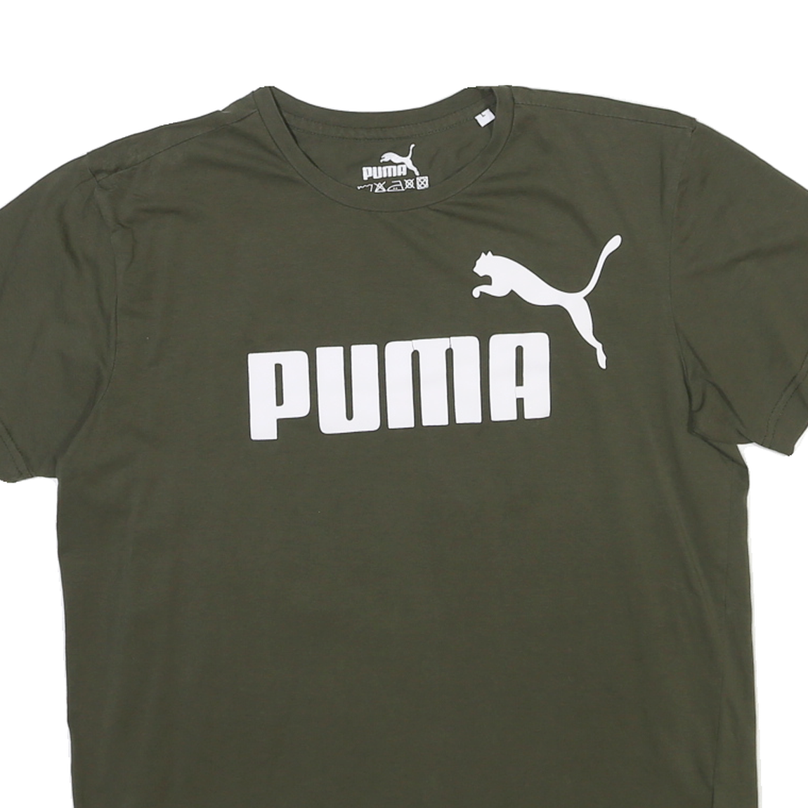 PUMA Womens Green Graphic T-Shirt L Short Sleeve Crew Neck Cotton Blend