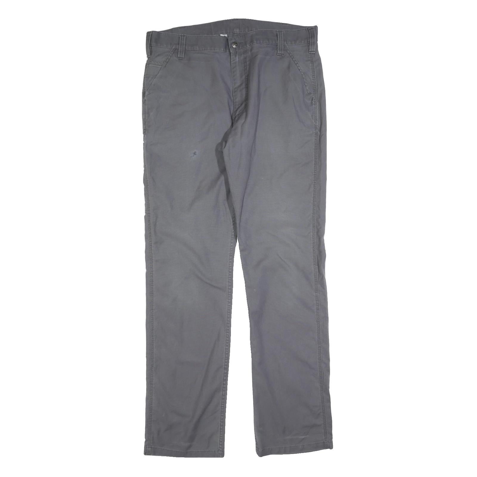 CARHARTT Mens Relaxed Grey Cotton Blend Zip Trousers W38 L36 Casual Workwear