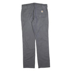 CARHARTT Mens Relaxed Grey Cotton Blend Zip Trousers W38 L36 Casual Workwear