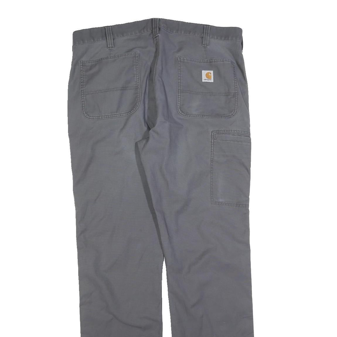 CARHARTT Mens Relaxed Grey Cotton Blend Zip Trousers W38 L36 Casual Workwear