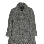 Womens Black White Pattern Cotton Blend Button Jacket M Printed Coat Stylish
