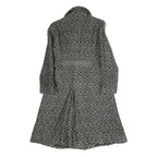 Womens Black White Pattern Cotton Blend Button Jacket M Printed Coat Stylish
