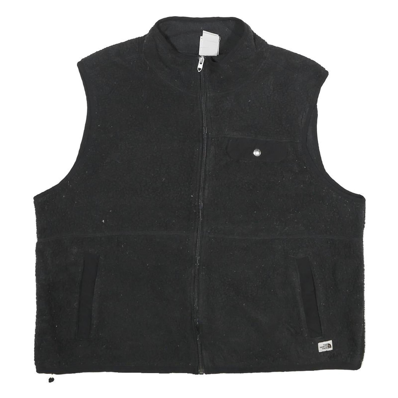 THE NORTH FACE Womens Black Fleece Vest 2XL Polyester Zip Closure Casual Outdoor